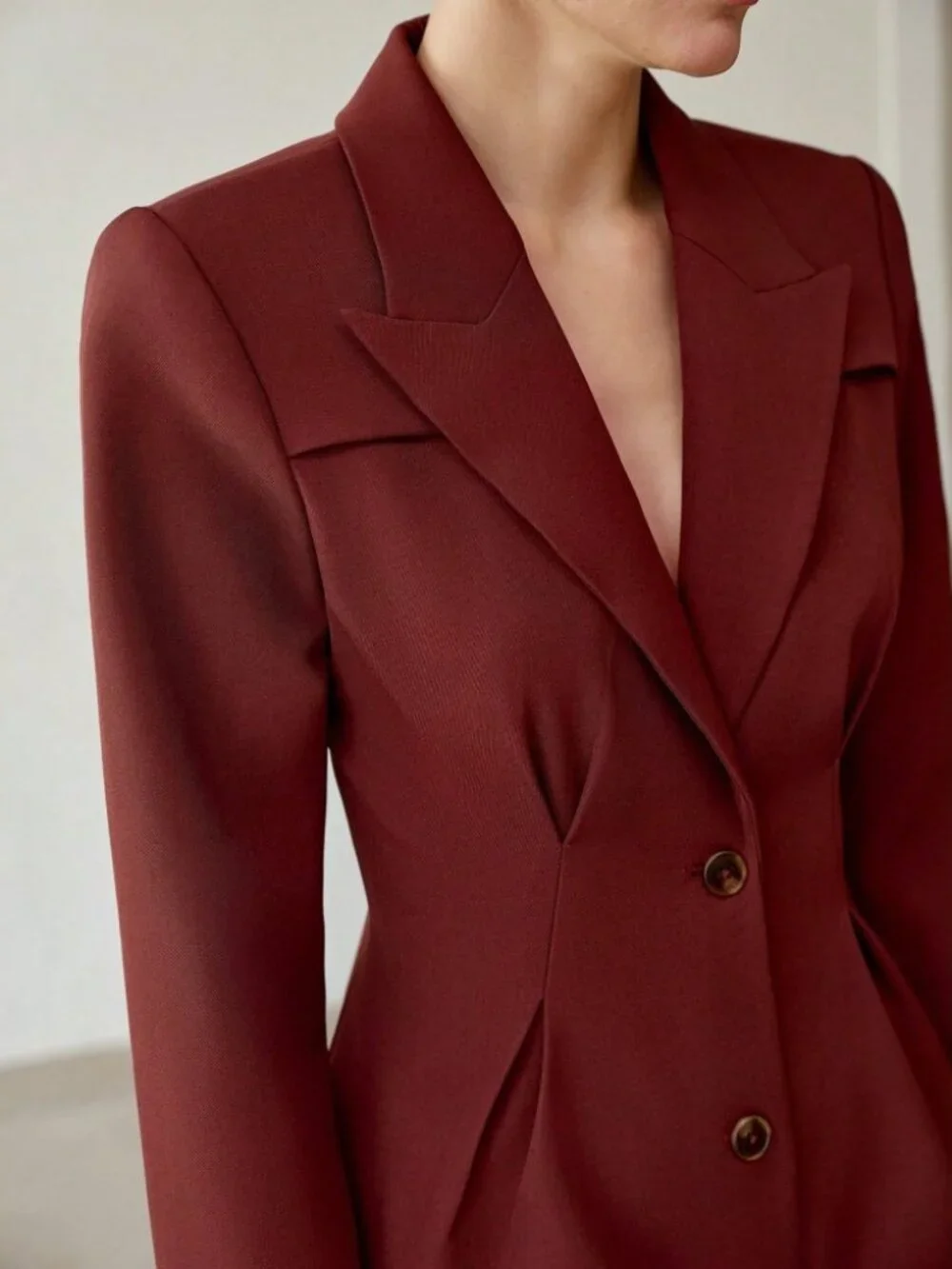 Burgundy Lapel Blazer - Slim Fit Tailored Jacket